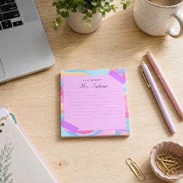 Kleurrijke Onderwijs Naam Regenboog Pastel Golven Notitieblok