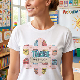 Kleurrijke Onderwijs School Krijtjes Patroon  T-shirt