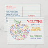 Kleurrijke Onderwijzers Appel Terug naar School Po Briefkaart (Voorkant / Achterkant)