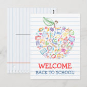 Kleurrijke Onderwijzers Appel Terug naar School Po Briefkaart (Voorkant / Achterkant)