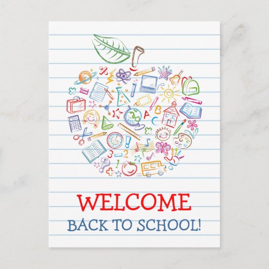 Kleurrijke Onderwijzers Appel Terug naar School Po Briefkaart (Voorkant)