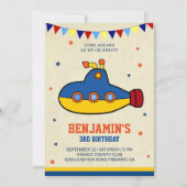 Kleurrijke onderzeeërs Birthday Party Invitation Kaart (Voorkant)