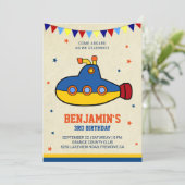 Kleurrijke onderzeeërs Birthday Party Invitation Kaart (Staand voorkant)