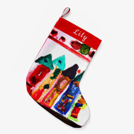 Kleurrijke ontbijthuizen Gepersonaliseerd Kleine Kerstsok