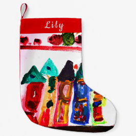 Kleurrijke ontbijthuizen Gepersonaliseerd Kleine Kerstsok