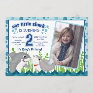 Kleurrijke Onze Kleine Haai Oceaan Foto 2e Verjaar Kaart