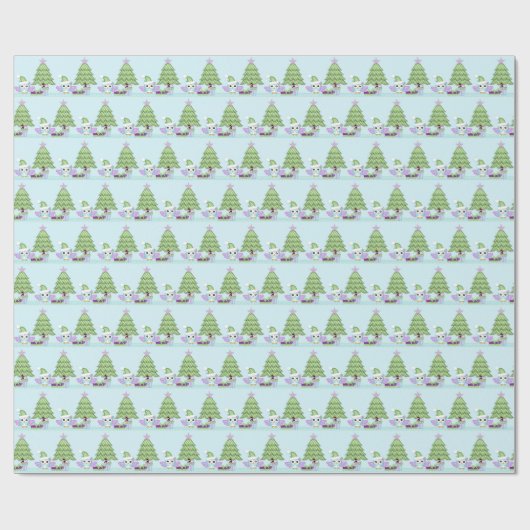 Kleurrijke oob- en kerstboom met geschenken cadeaupapier (Vlak)