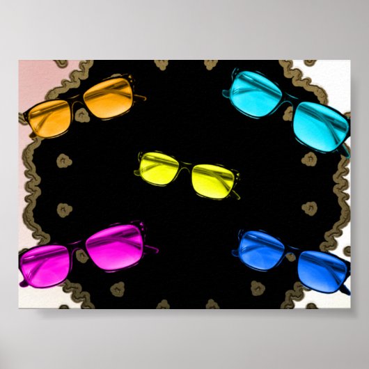 Kleurrijke Oog Bril Poster (Voorkant)