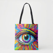 Kleurrijke Oogkunst Tote Bag (Voorkant)
