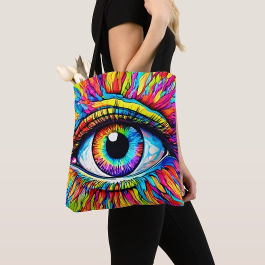 Kleurrijke Oogkunst Tote Bag (Dichtbij)