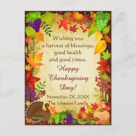Kleurrijke oogst met Thanksgiving Briefkaart