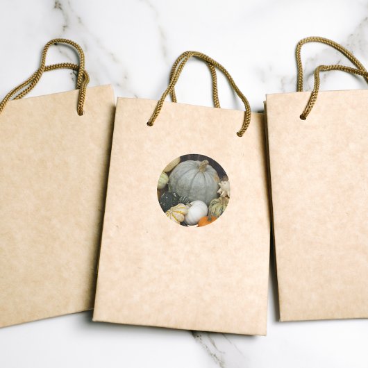 Kleurrijke oogstpompoenen ronde sticker