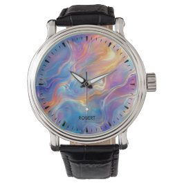 Kleurrijke opaal wervelende marmeren textuur horloge
