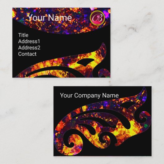 KLEURRIJKE OPAALVLEUGEL MONOGRAM ,RED RUBY VISITEKAARTJE (Voorkant / Achterkant)