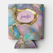 Kleurrijke Opal en Vloeibaar Goud gepersonaliseerd Blikjeskoeler (Voorkant)