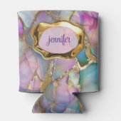 Kleurrijke Opal en Vloeibaar Goud gepersonaliseerd Blikjeskoeler (Achterkant)