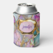 Kleurrijke Opal en Vloeibaar Goud gepersonaliseerd Blikjeskoeler (Blikje Achterkant)