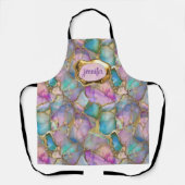 Kleurrijke Opal en Vloeibaar Goud gepersonaliseerd Schort (Voorkant)