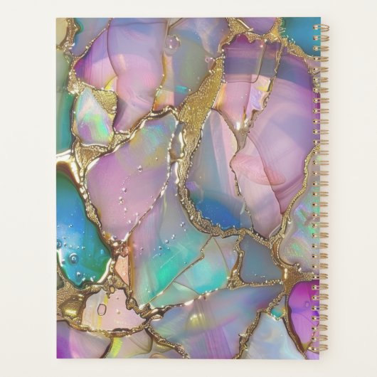 Kleurrijke Opal en Vloeibaar GoudGepersonaliseerde Planner (Achterkant)