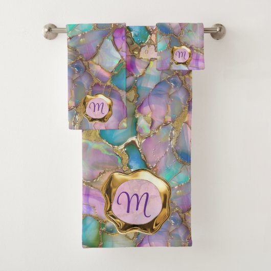 Kleurrijke Opal en Vloeibare Gouden Handdoek (Insitu)