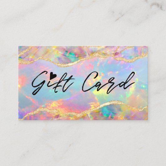 Kleurrijke opal textuur cadeaubon visitekaartje (Voorkant)