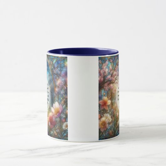 Kleurrijke Openbaring Schrift Glas in lood Bloemen Mok (Midden)