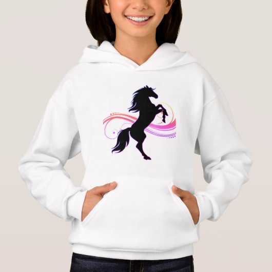 Kleurrijke opfokpaard Meisjes Pullover Hoodie (Voorkant)
