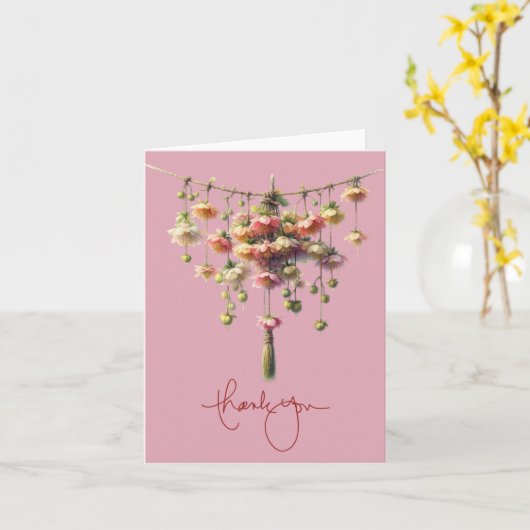 Kleurrijke opknoping Flower Fun Blank Dank u kaart (Gele Bloem)