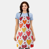 Kleurrijke oprechte liefde patroon ontwerp schort (Gedragen)