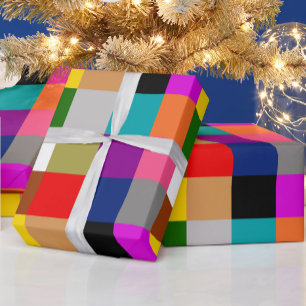 Kleurrijke Opvallende Kleurblokken Patroonontwerp Cadeaupapier