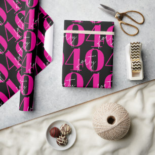 Kleurrijke Opvallende Roze 40e Verjaardag Cadeaupapier