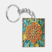 Kleurrijke Oranje, Blauwe en Gele Acryl Sleutelhan Sleutelhanger (Voorkant Links)