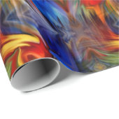 Kleurrijke Oranje blauwe gele Abstracte kunst Cadeaupapier (Rol Hoek)