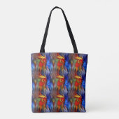 Kleurrijke Oranje blauwe gele Abstracte kunst Tote Bag (Achterkant)