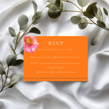 Kleurrijke Oranje Bloemige Trouw RSVP Kaart
