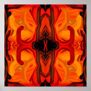 Kleurrijke Oranje bruine penseelvormen Abstract Poster