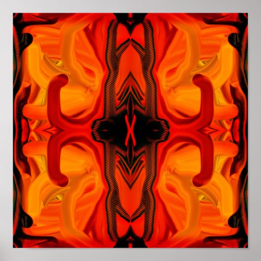 Kleurrijke Oranje bruine penseelvormen Abstract Poster (Voorkant)