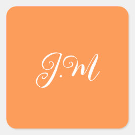 Kleurrijke oranje effen kleur monogram initialen v vierkante sticker
