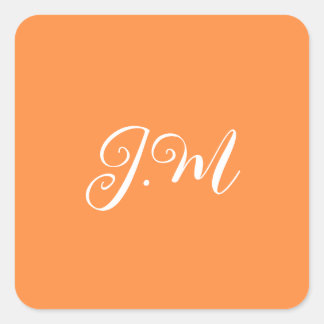 Kleurrijke oranje effen kleur monogram initialen v vierkante sticker