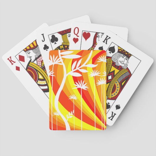 Kleurrijke Oranje en Gele Klassieke Speelkaarten (Achterkant)