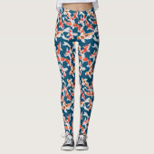 Kleurrijke oranje en zwarte koivissen leggings (Voorkant)