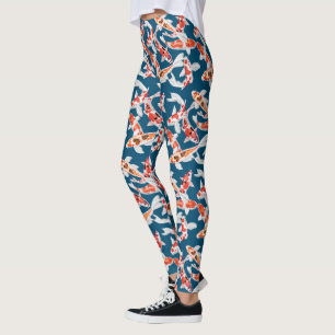 Kleurrijke oranje en zwarte koivissen leggings