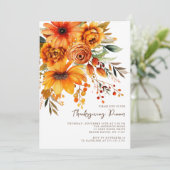 Kleurrijke Oranje Herfst Bloemen Thanksgiving Kaart (Staand voorkant)