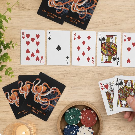 Kleurrijke Oranje Hypnotiserende Octopus Mandala  Pokerkaarten