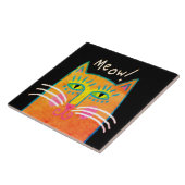 Kleurrijke Oranje kat Abstracte kunst Tegeltje (Zijkant)