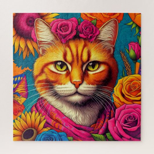 Kleurrijke oranje kat puzzel! legpuzzel (Verticaal)