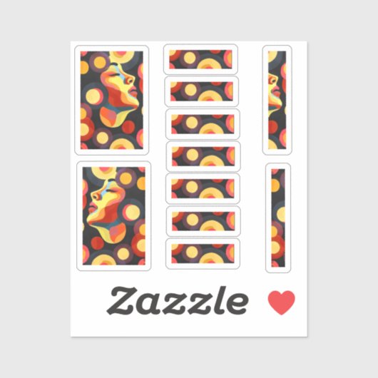 Kleurrijke Oranje Mode Kunst Sticker (Vel)