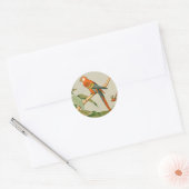 Kleurrijke Oranje papegaai op Bamboo Ronde Sticker (Envelop)