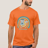 Kleurrijke oranje Retro Disc Golf T-shirt (Voorkant)