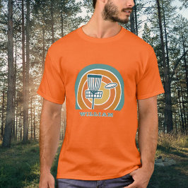 Kleurrijke oranje Retro Disc Golf T-shirt
